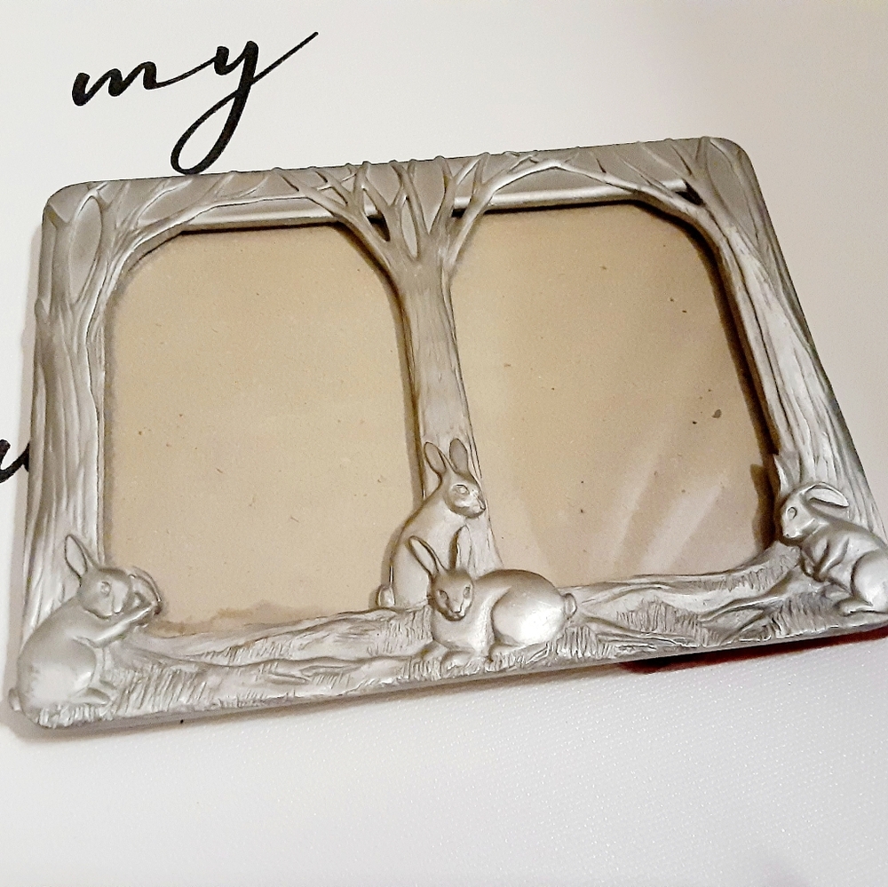 Seagull Pewter Bunny Rabbit Two Sided Frame